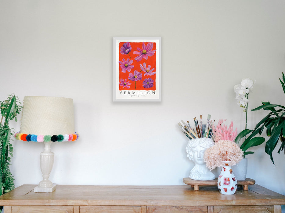 Vermilion and Floral Art Poster - Limited Edition Hemp Medium