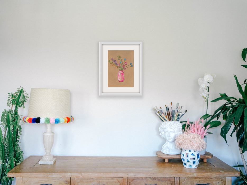 Simple Colourful Floral Posy in Vase - Poster Hemp Small