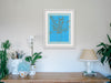 Flores - Blue and Sienna Floral Line Art Print Hemp Medium