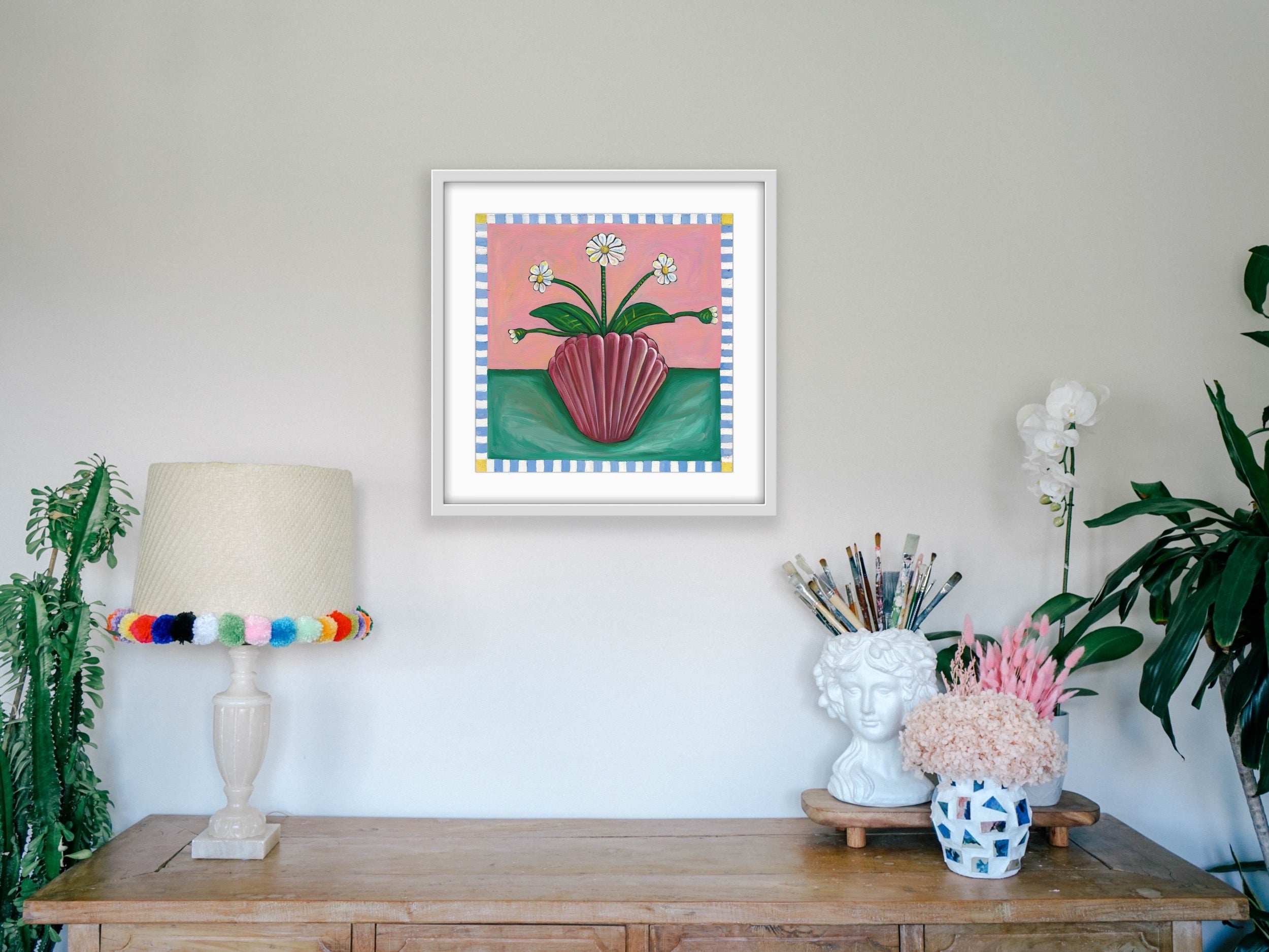 Daisies in Shell Vase