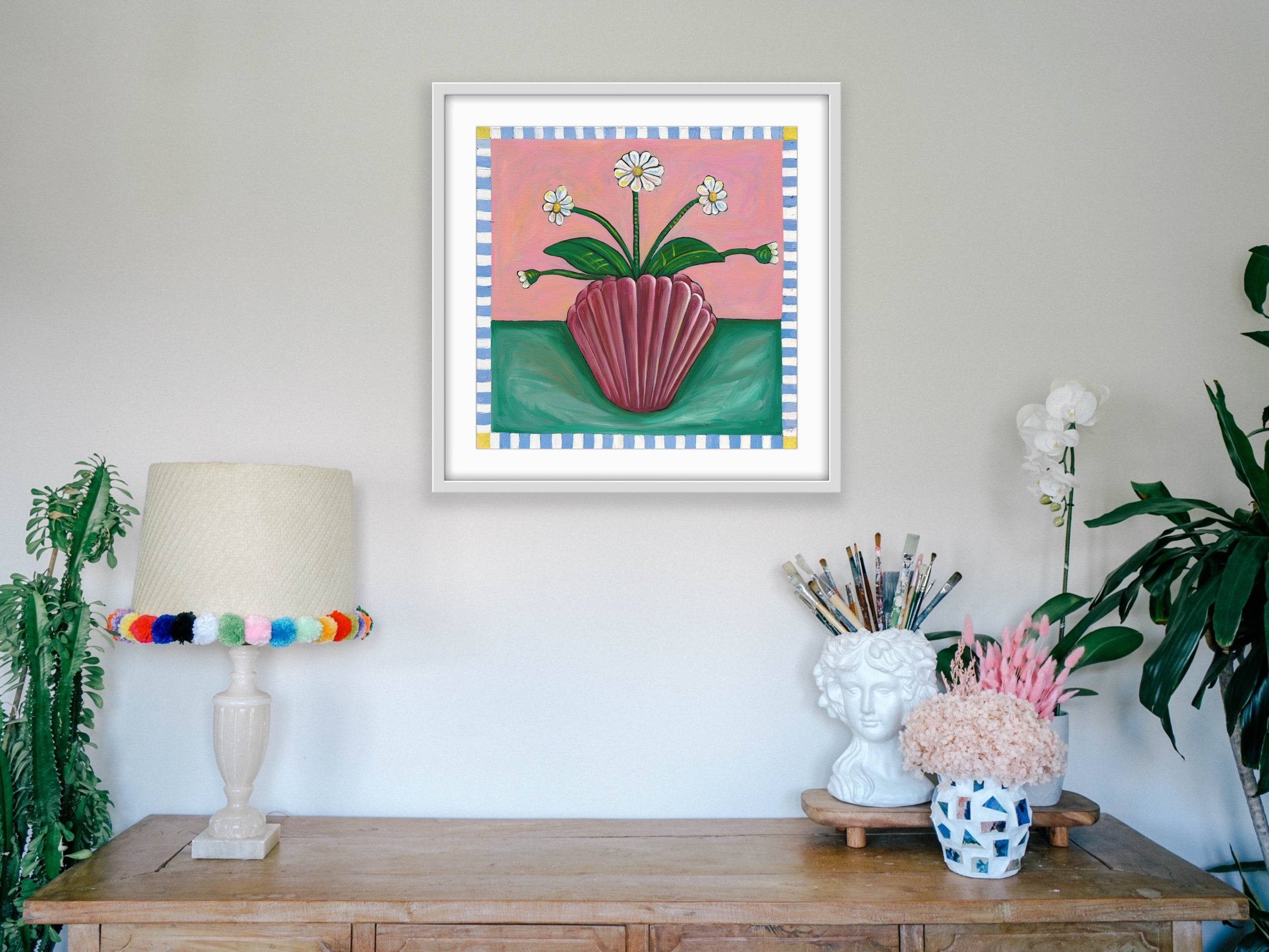 Daisies in Shell Vase