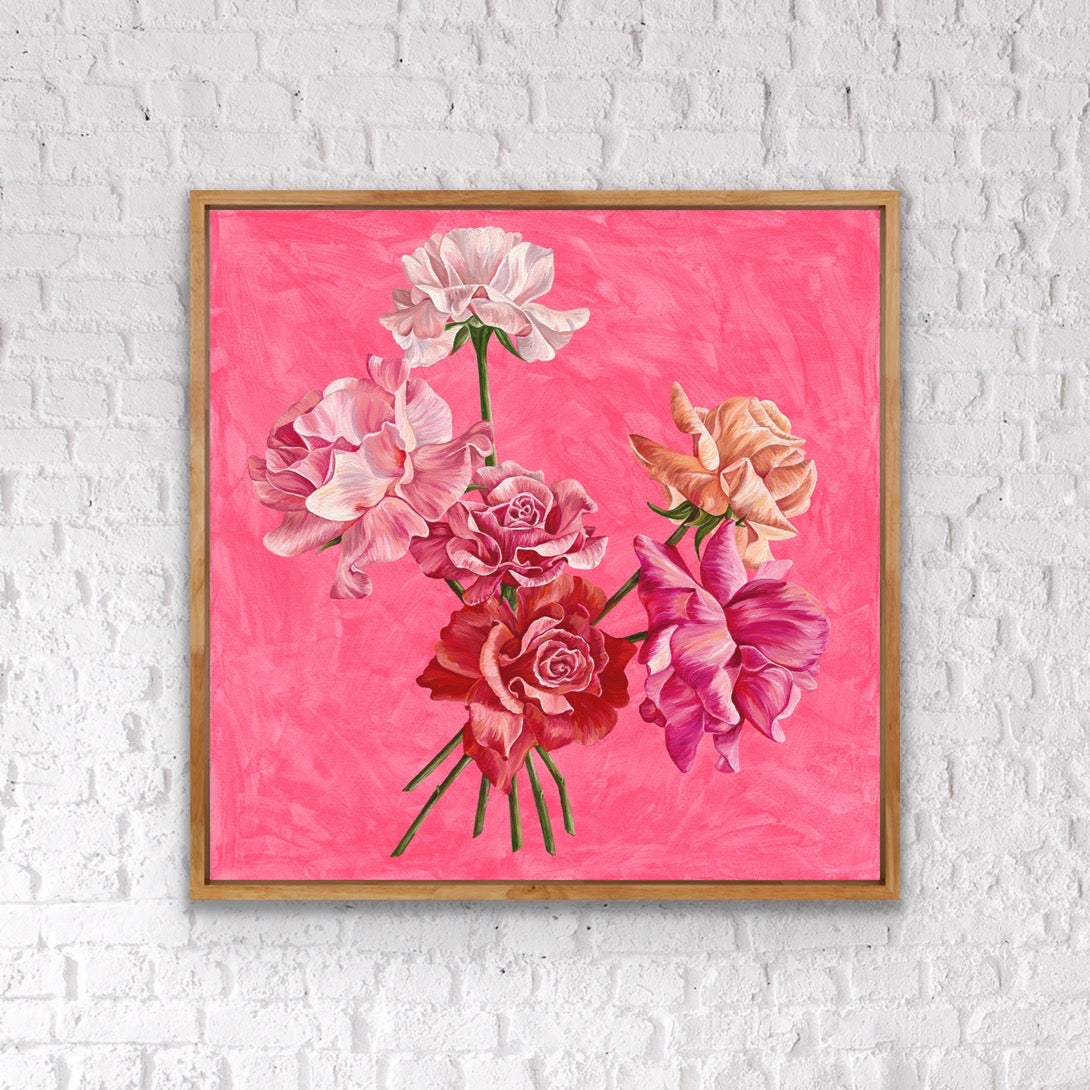 Neon Rose Framed Print