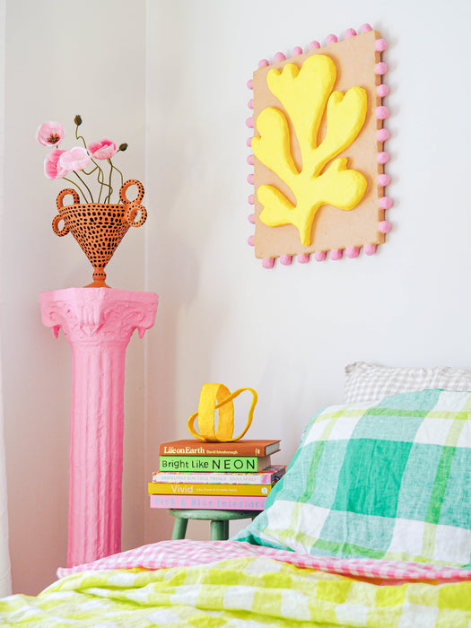 Wall Sculpture - Yellow Camel Pink Bobble