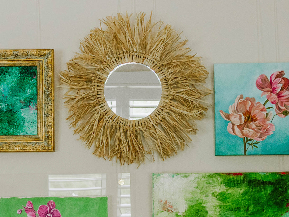 Handmade Organic Raffia Boho Mirror