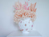 White Mosaic Vase with Rose Quartz Gemstones