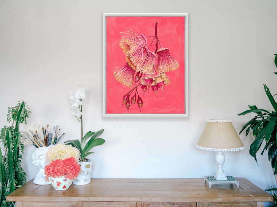 Eucalyptus Synandra - Neon Pink - Blossom - Large Canvas Print