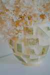 Preserved Orchids and Hydrangeas - Soft Yellow Plaster Vessel - Handmade Floral Tiles