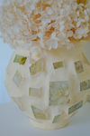 Preserved Orchids and Hydrangeas - Soft Yellow Plaster Vessel - Handmade Floral Tiles