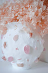 White Mosaic Vase with Rose Quartz Gemstones