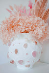 White Mosaic Vase with Rose Quartz Gemstones