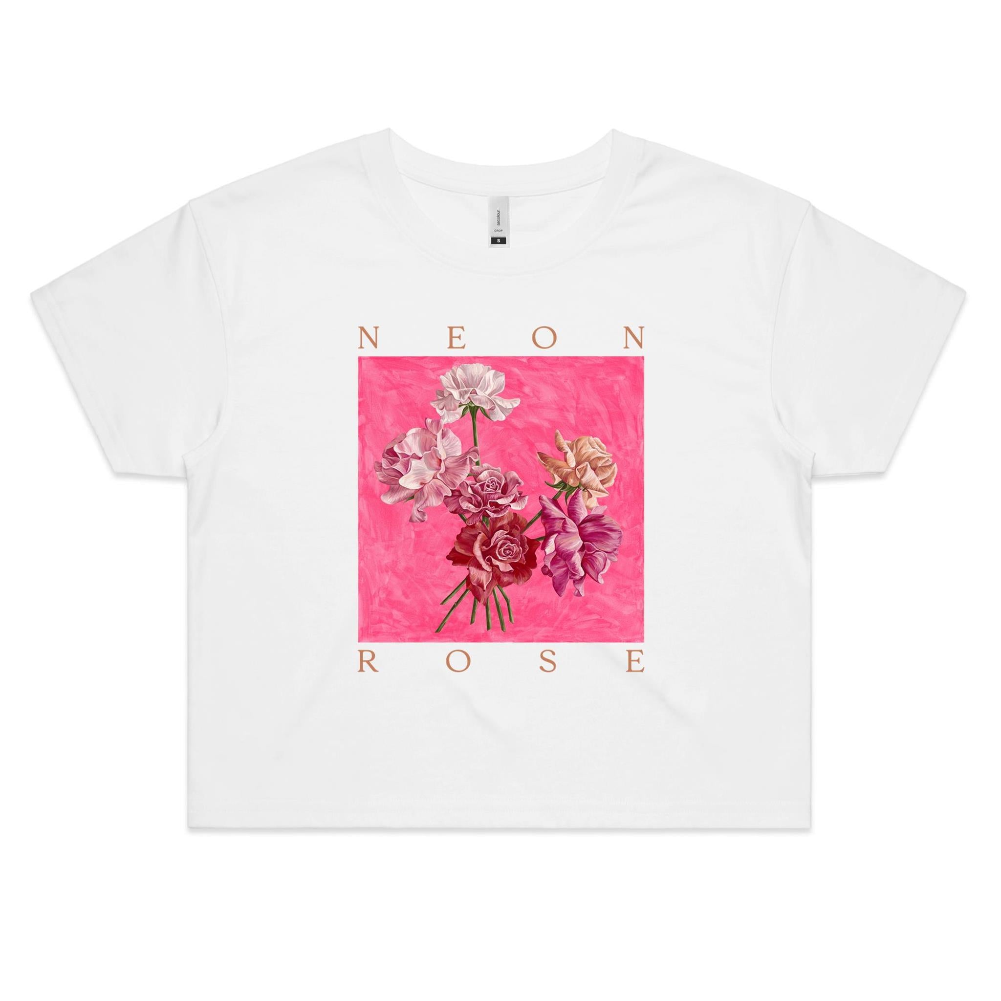 Crop Tee in Neon Rose