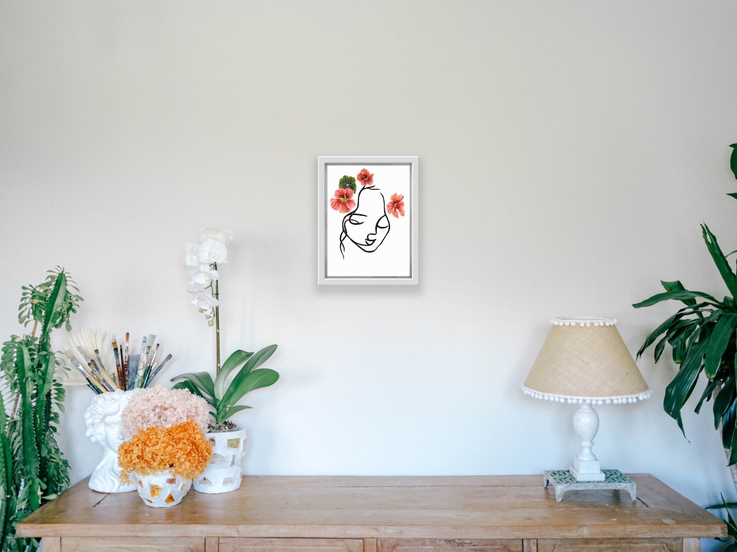Minimalist Face Art - Flower Crown - Canvas Small