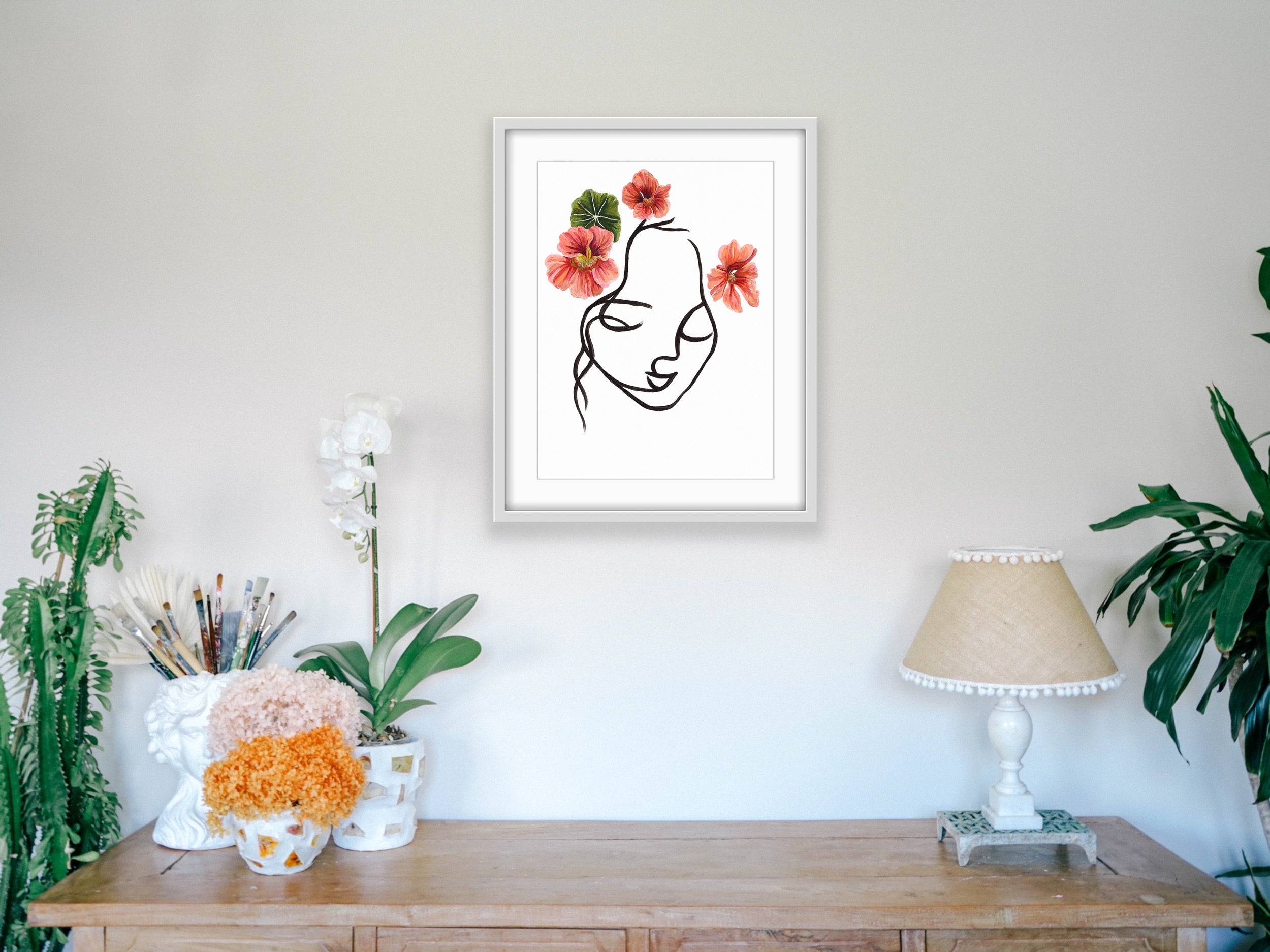Minimalist Face Art - Flower Crown - Hemp Large