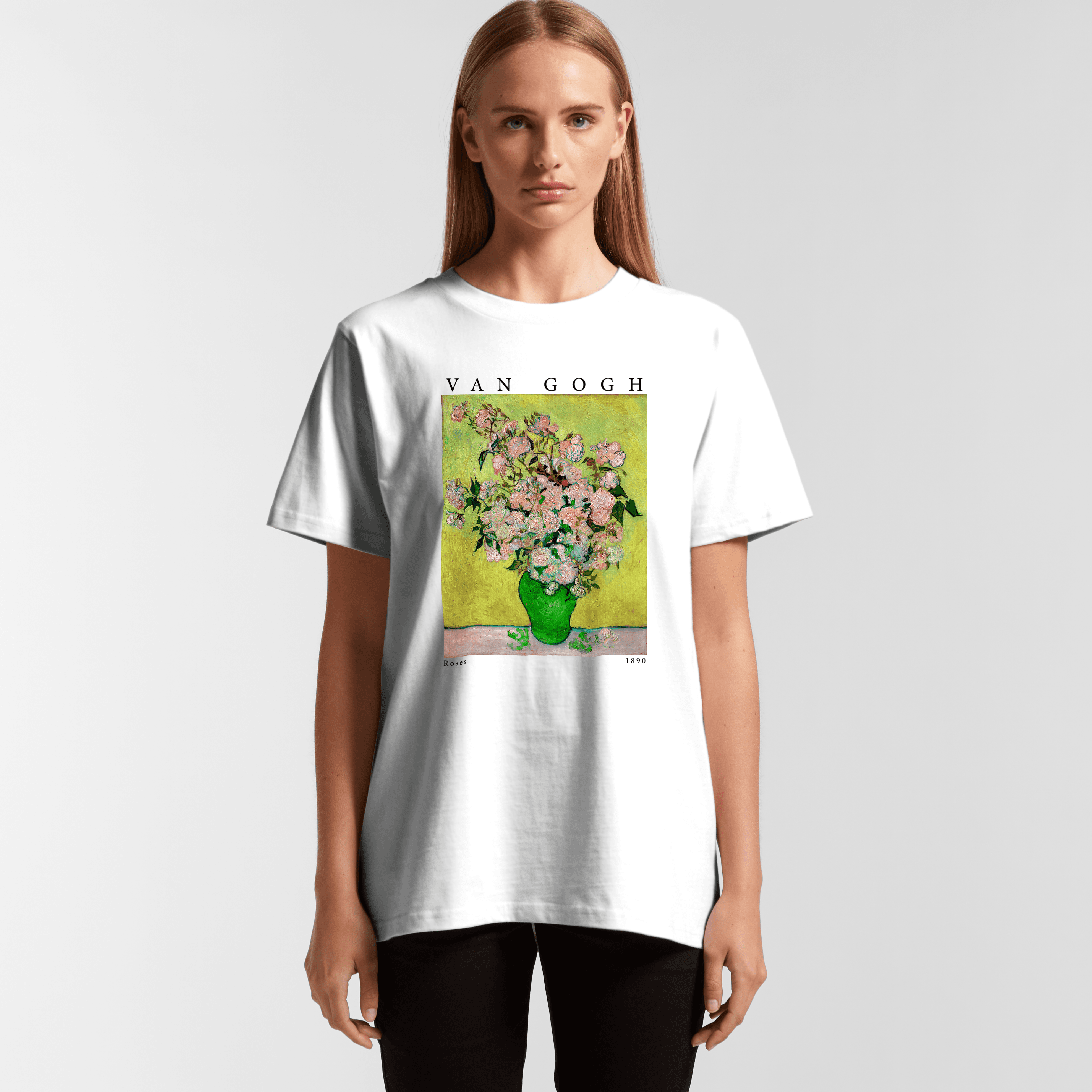 Oversize/Unisex Tee in Van Gogh Pink Roses