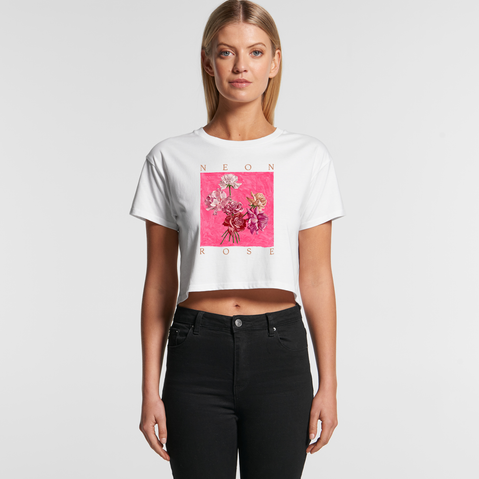 Crop Tee in Neon Rose