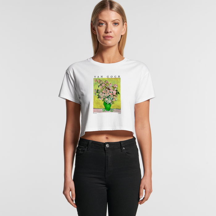 Crop Tee in Van Gogh Pink Roses