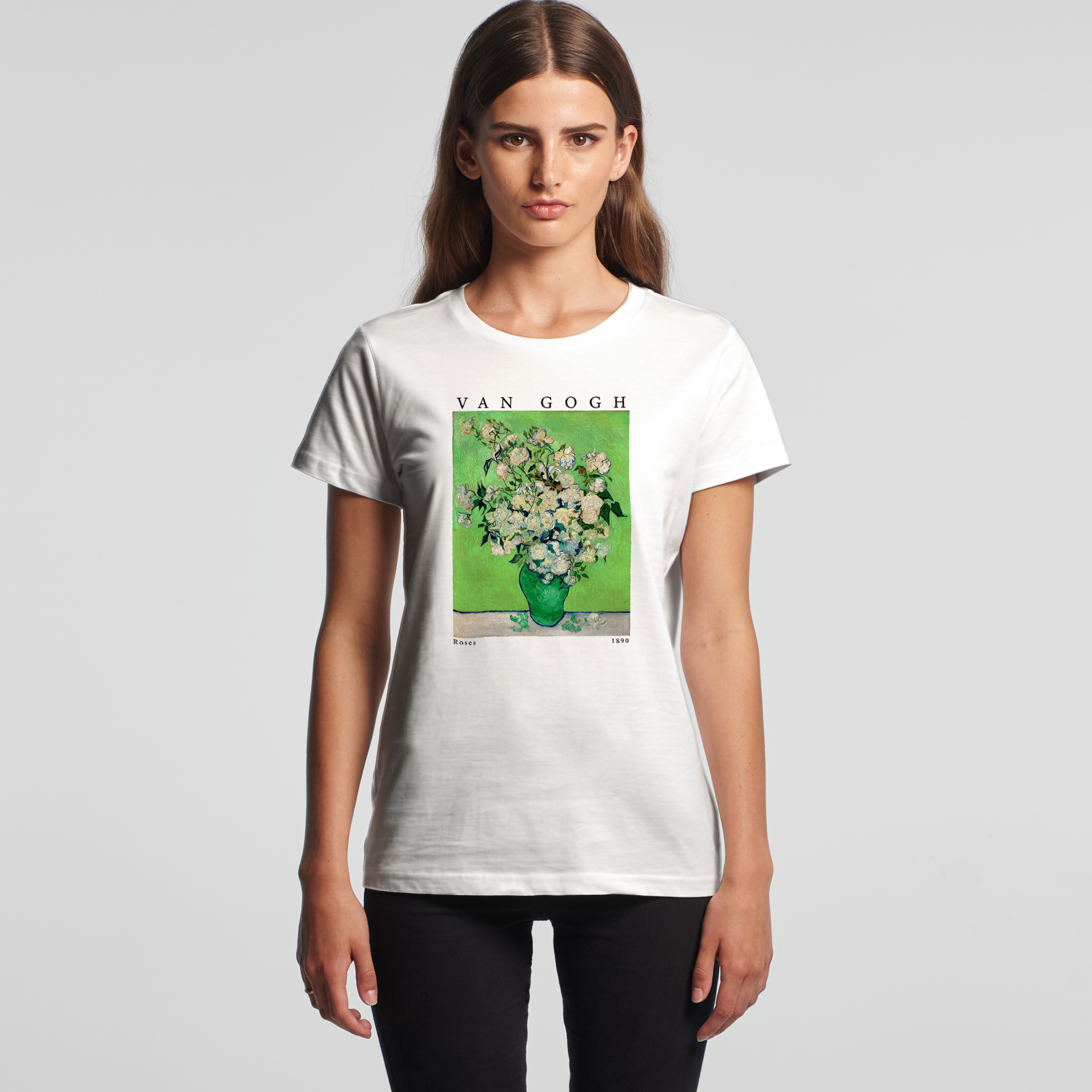 Regular Tee in Van Gogh Green Roses